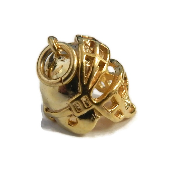 Baseball Helmet Charm Pendant 14k Yellow Gold!!